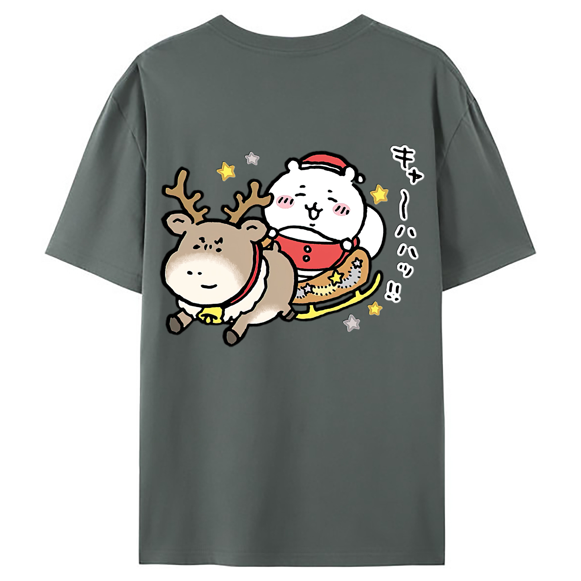 （画像用） ちいかわ ちいかわ Chii-kawa chiikawa 綿100％ メンズ半袖Tシャツ（バックプリント） 通気性